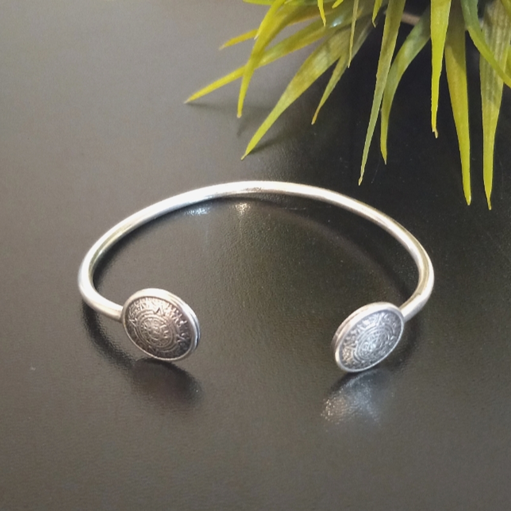Sterling Aztec calender cuff